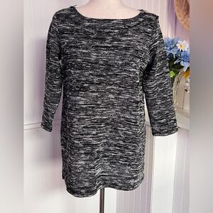 Crew Neck Zip Black & Grey Tunic